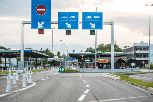 Een grenscontrole voor de auto