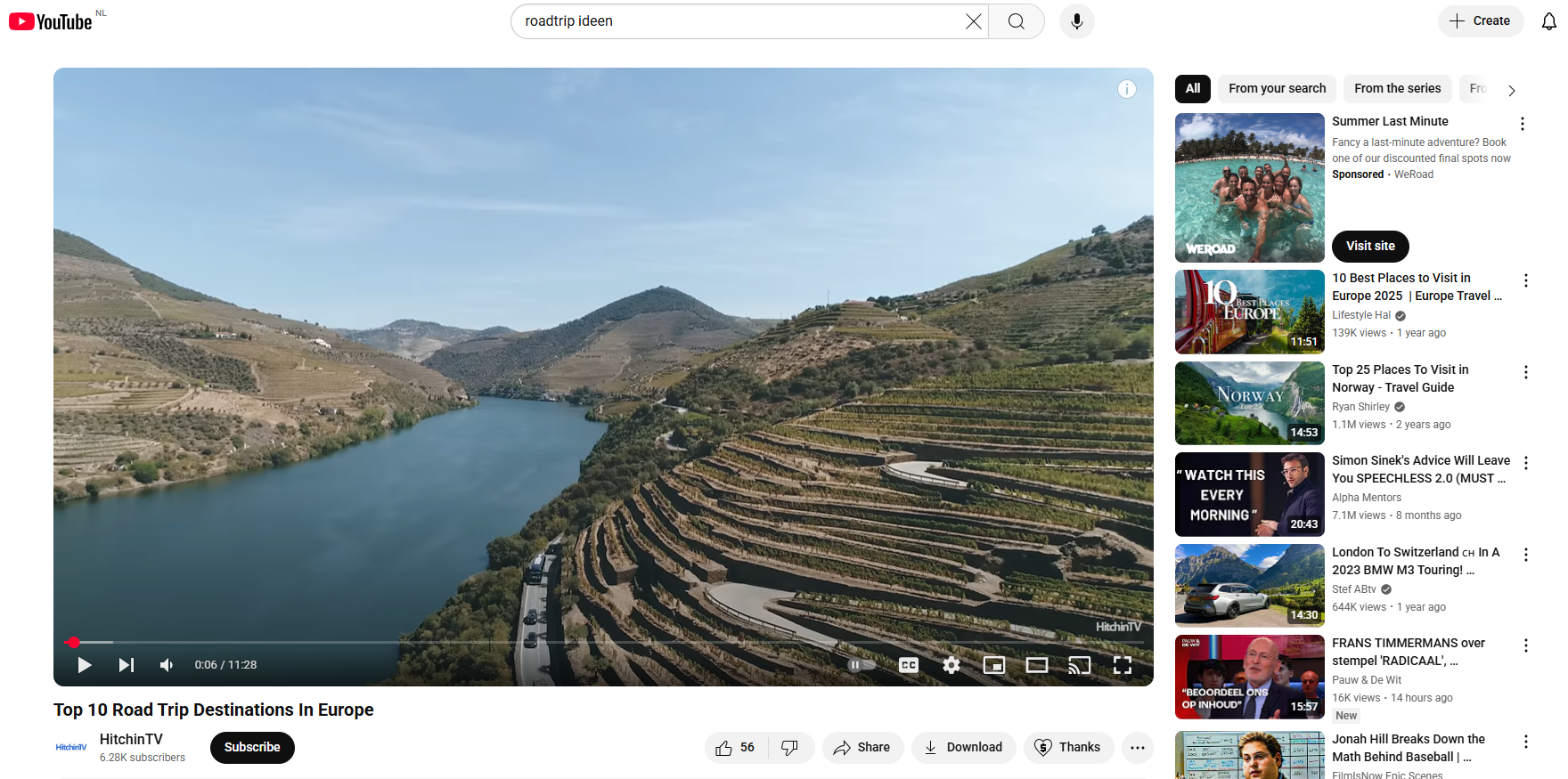 Schermafbeelding Roadtrip op Youtube