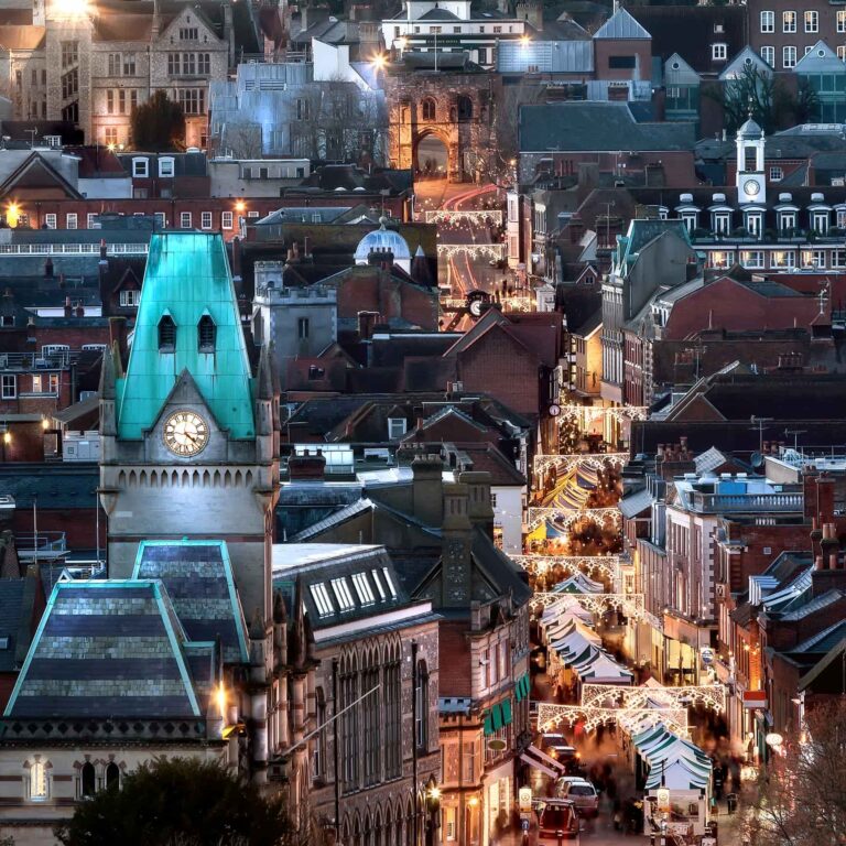 City night view at Christmas