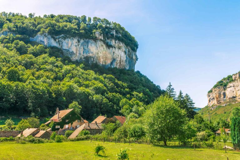 Picturesque medieval village Chateau-Chalon under the mountain